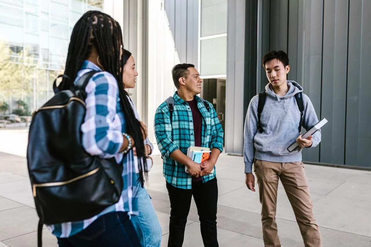 a group of people walking